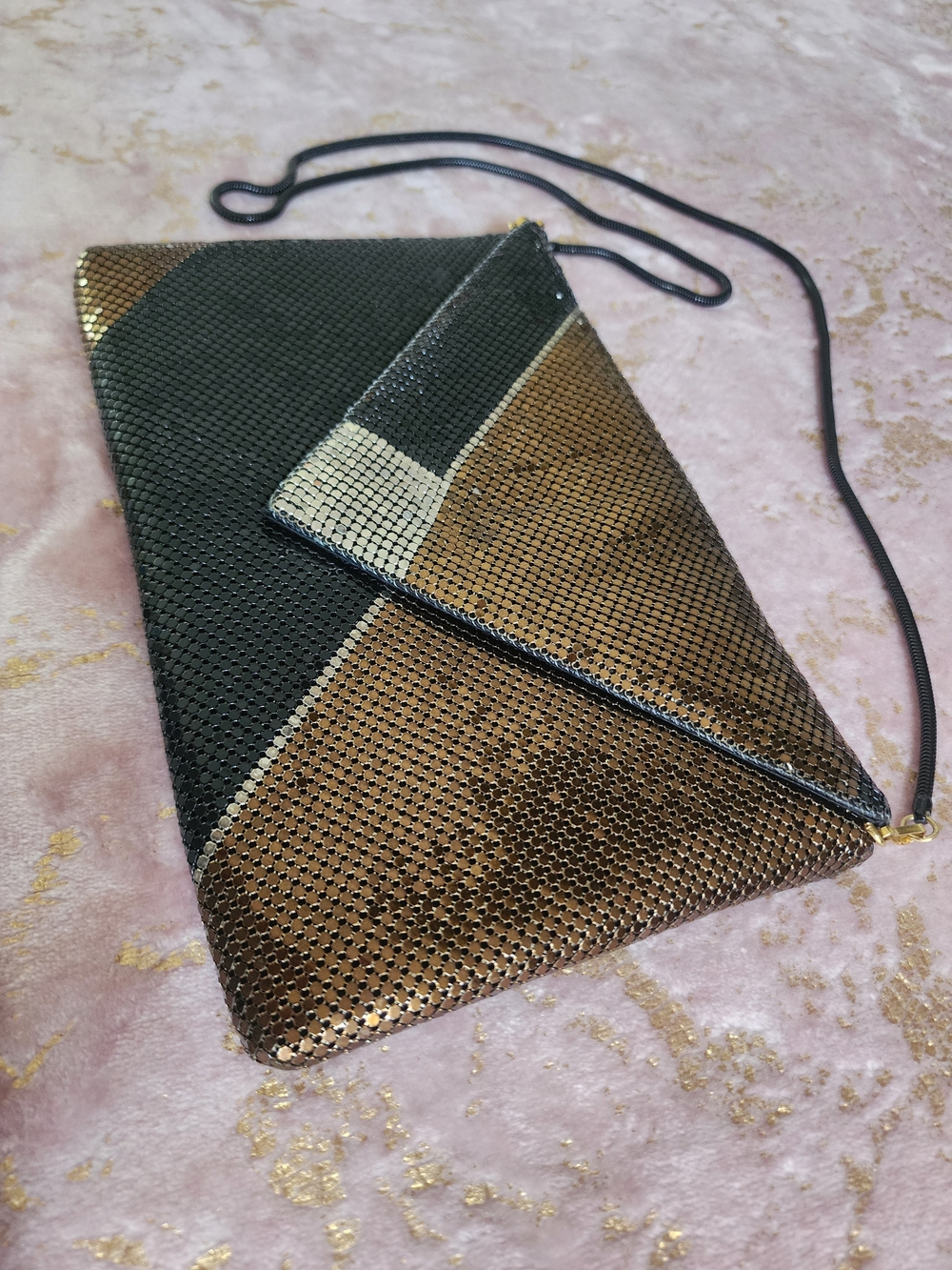 BAG | Sequin Envelope Shoulder Bag in Black and Brown - Picture 5 of 13